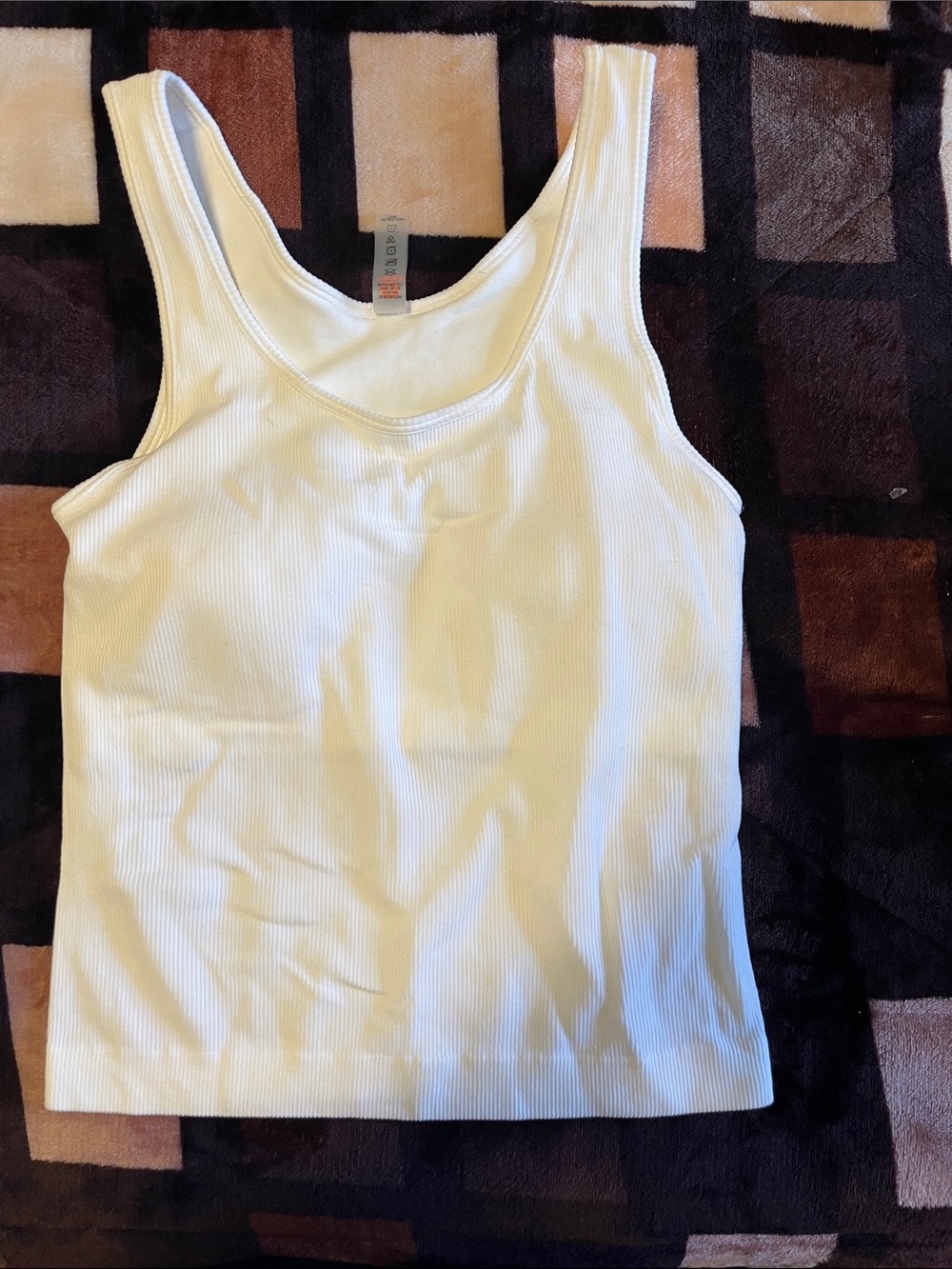 Ribbed White Tank Top - Classic Women’s Scoop Neck built in bra